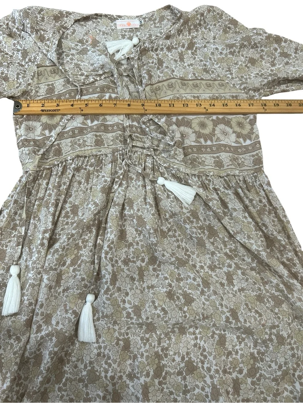 Tanah Folk dress S/M Boho Floral Tassel long Maxi  Cottagecore Festival pullover